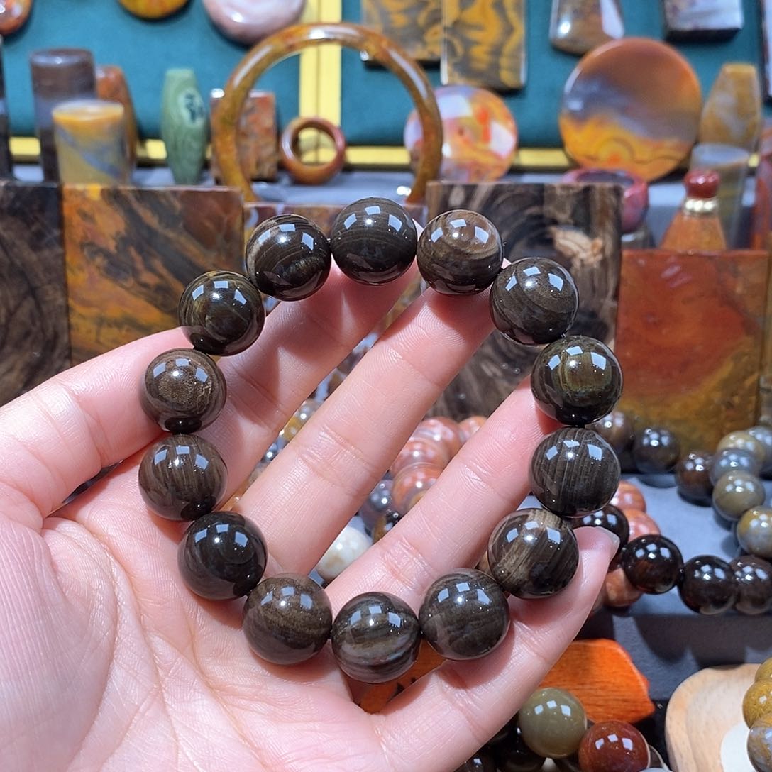 硅化玉天然北票硅化玉手串未镶嵌以****术天然北票硅化玉手串