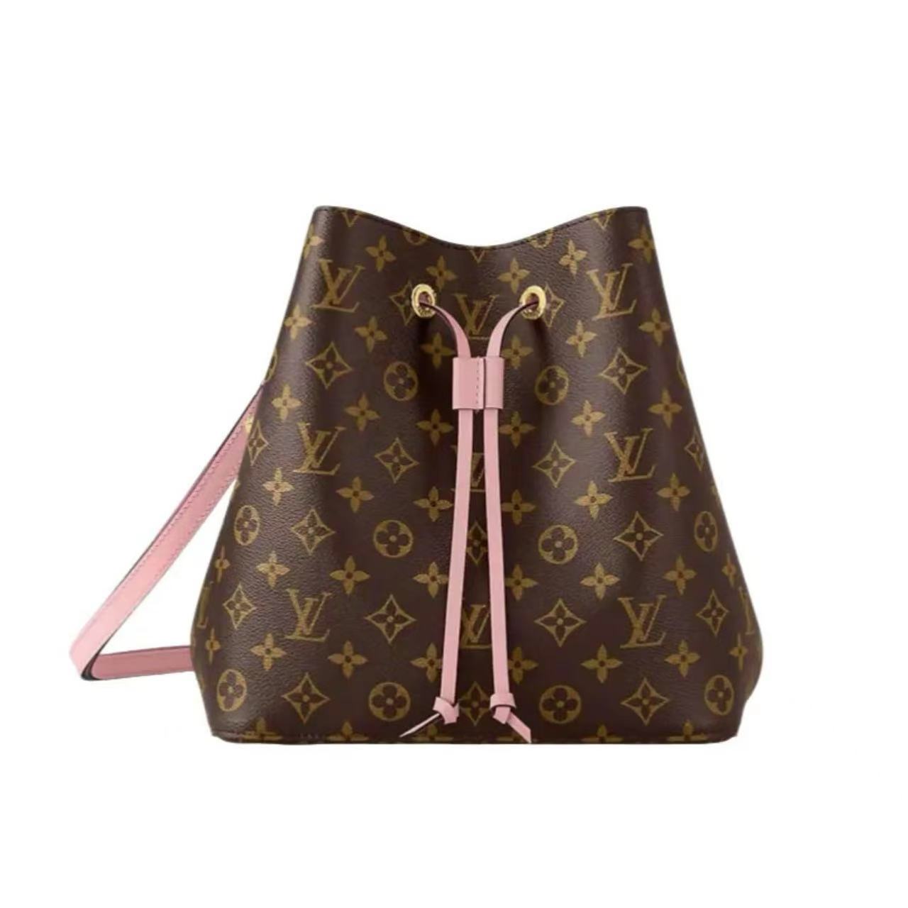 99新 LouisVuitton/路易威登 /LV水桶粉色单肩包/E