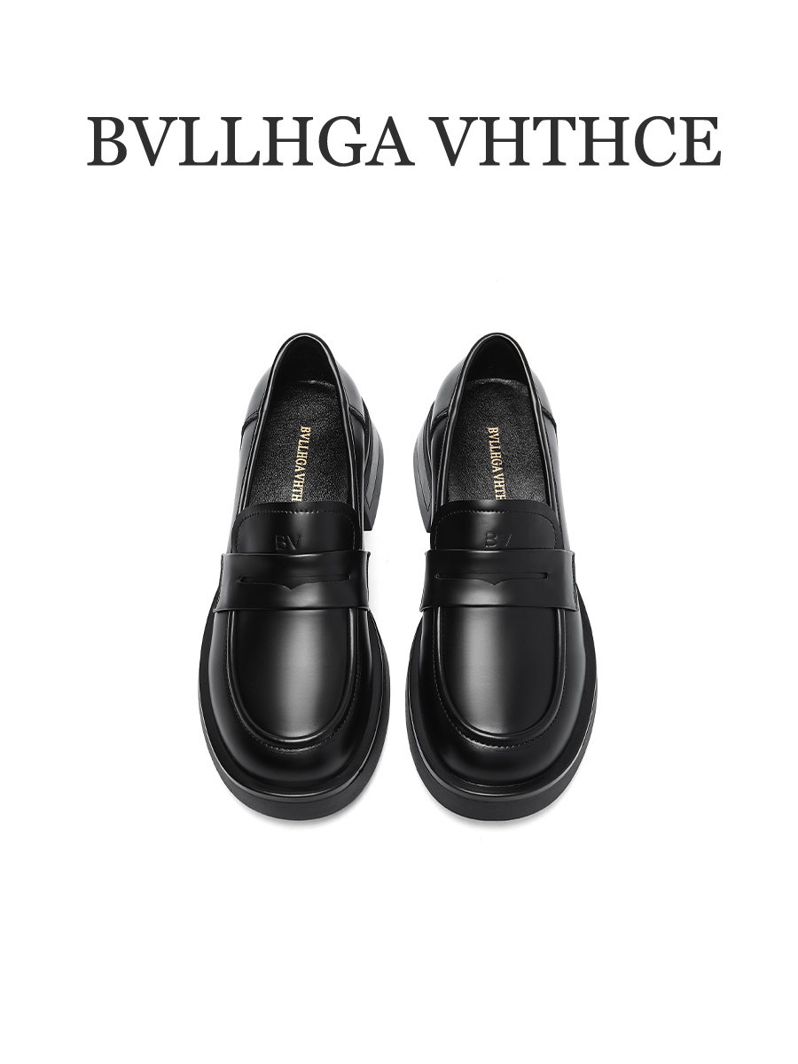 BVLLHGA VHTHCE 2025新款圆头乐福鞋百搭胎牛时尚真皮女鞋 008