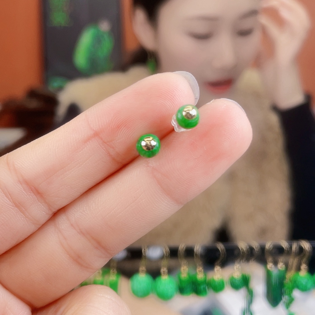 翡翠银S925镶嵌耳饰
