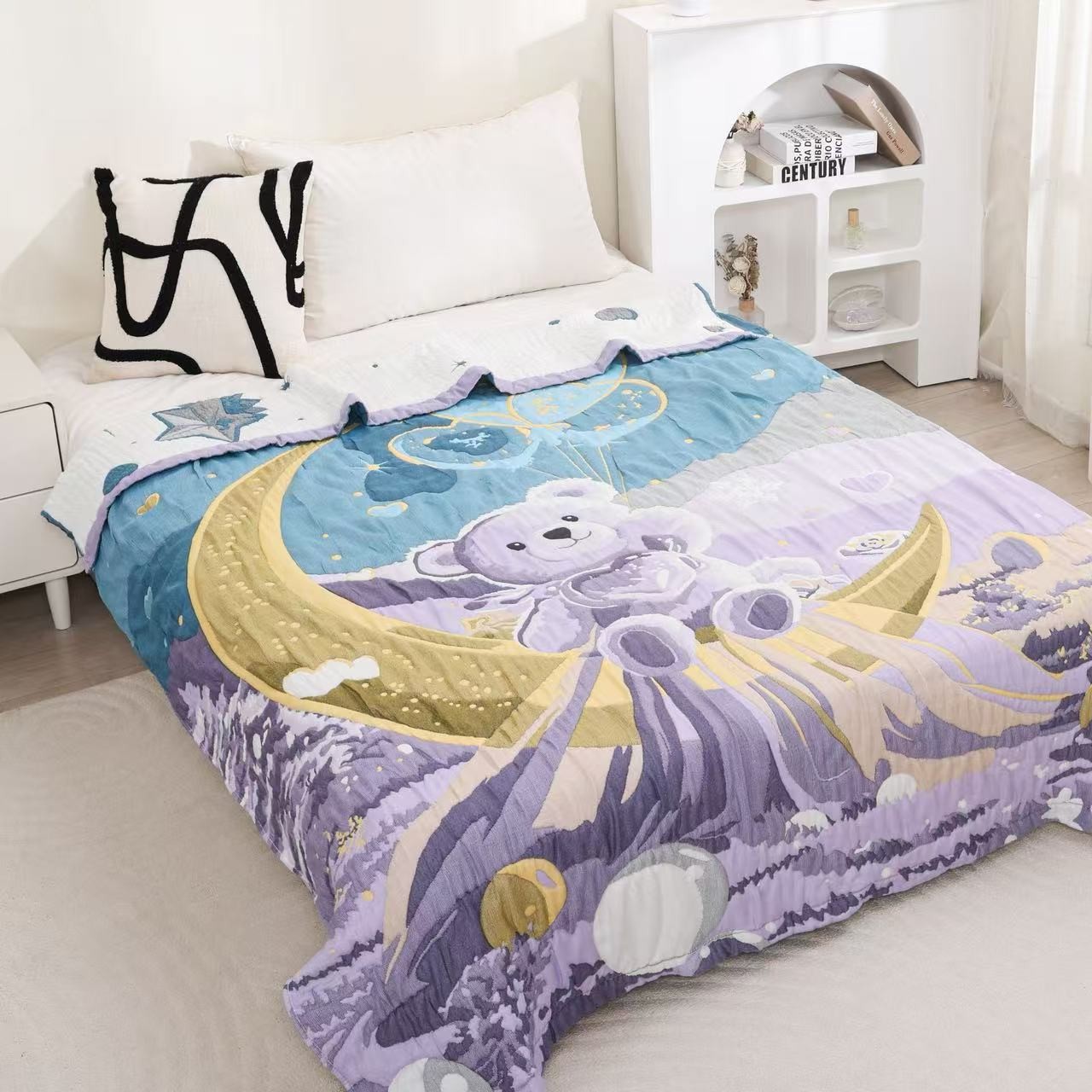 【月亮熊】150*200cm纯棉多层加厚泡芙被