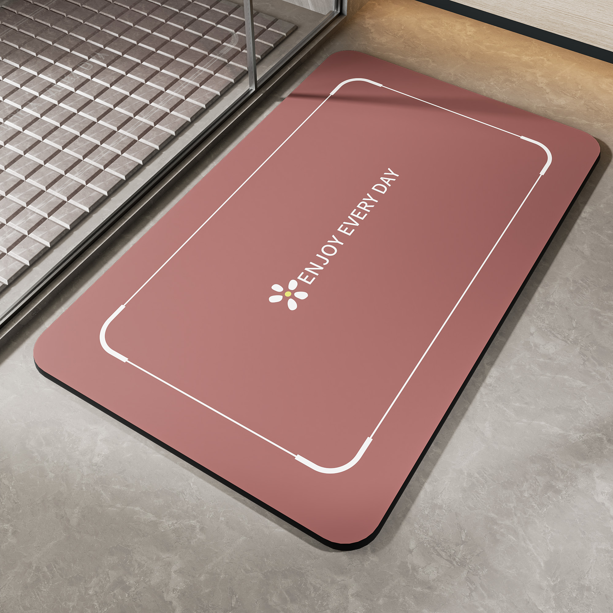 简约风软硅藻浴室吸水地垫家用卫生间进门高级感防滑速干耐磨地毯