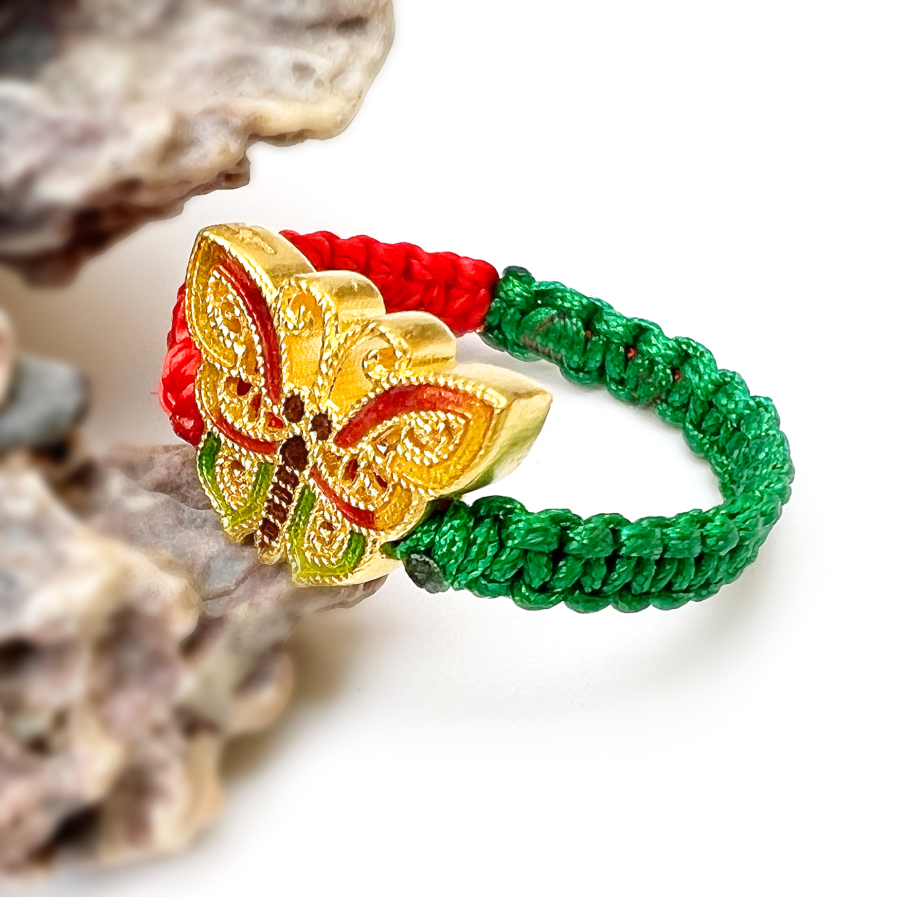 瑞意【编织】足金999首饰金【高温烧蓝款戒指】