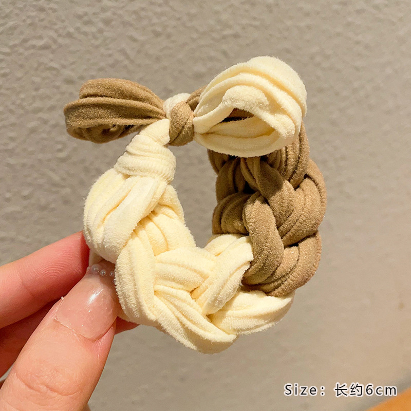 多巴胺编织头绳女童马尾发皮筋扎头新款发饰加粗高弹力蝴蝶结发圈