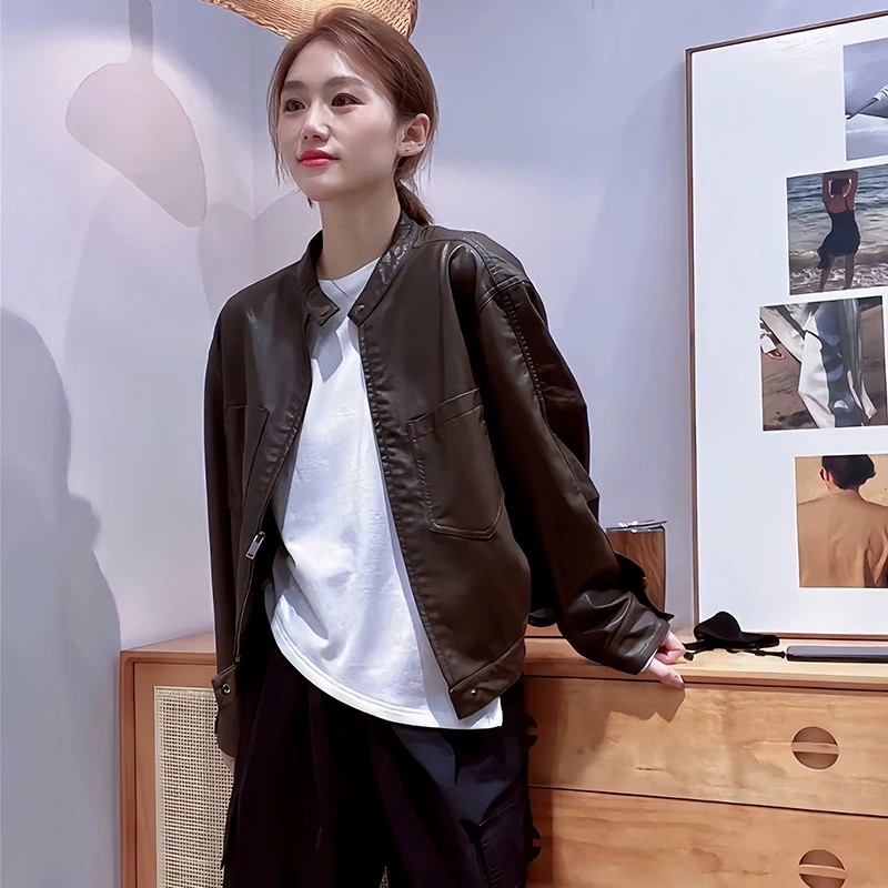 皮衣外套女春秋季2025新款百搭洋气高级感短款小个子休闲夹克上衣