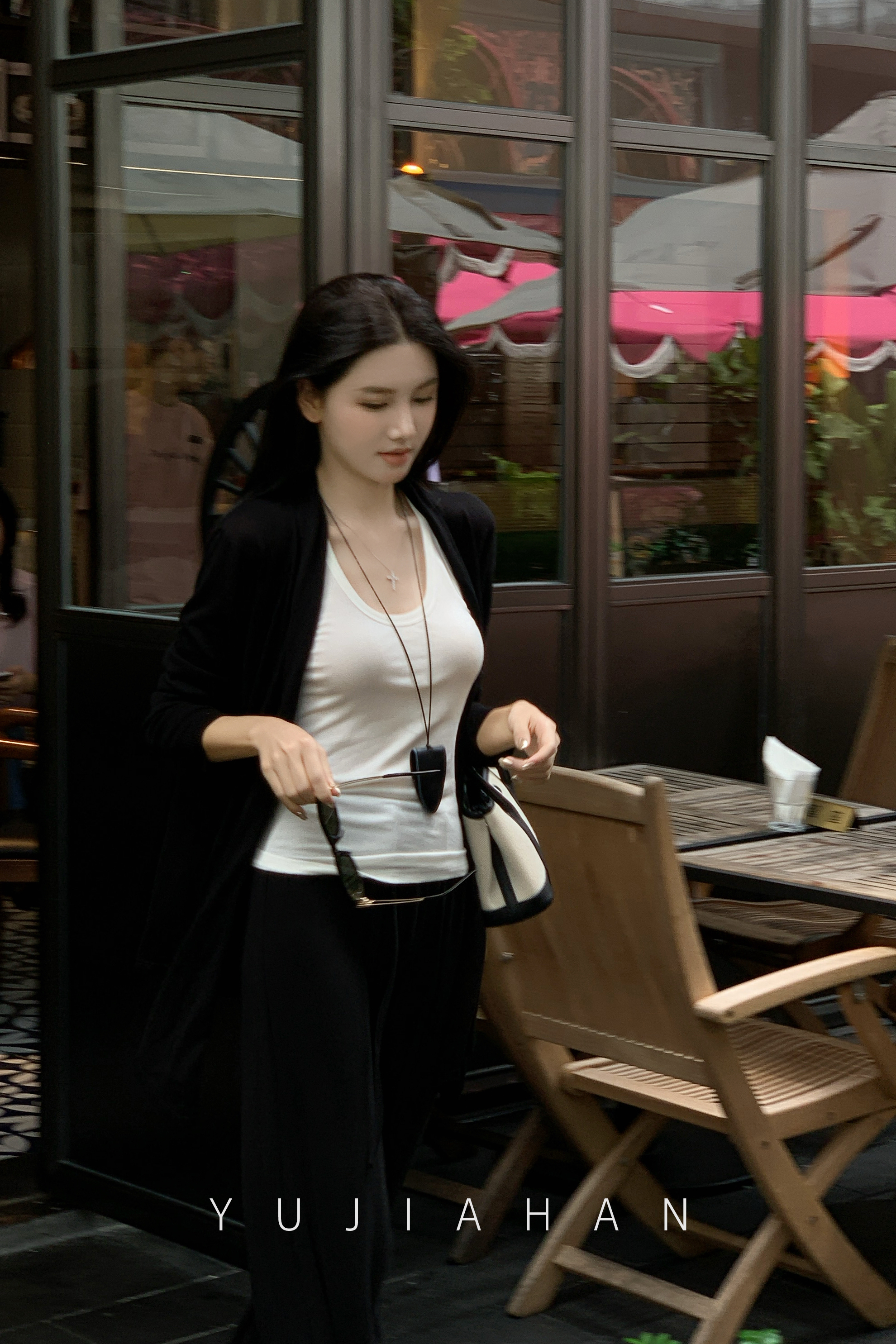 YUJIAHAN于佳含-【莱赛尔天丝】慵懒风开衫外套+背心+长裤三件套