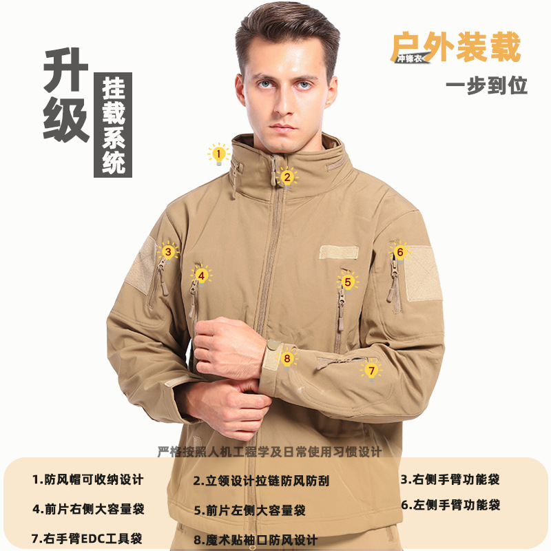 【狼.自由战】软壳511火枪手迷彩户外加厚冲锋衣三合一（货号：A002)