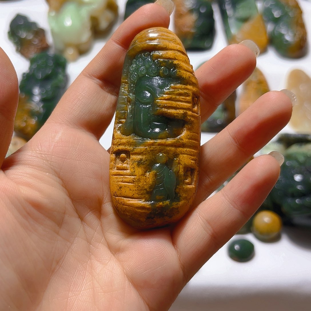 岫岩河磨玉（透闪石质玉）挂件未镶嵌ـ****ﮩ