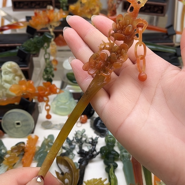 蛇纹石玉岫玉发簪未镶嵌