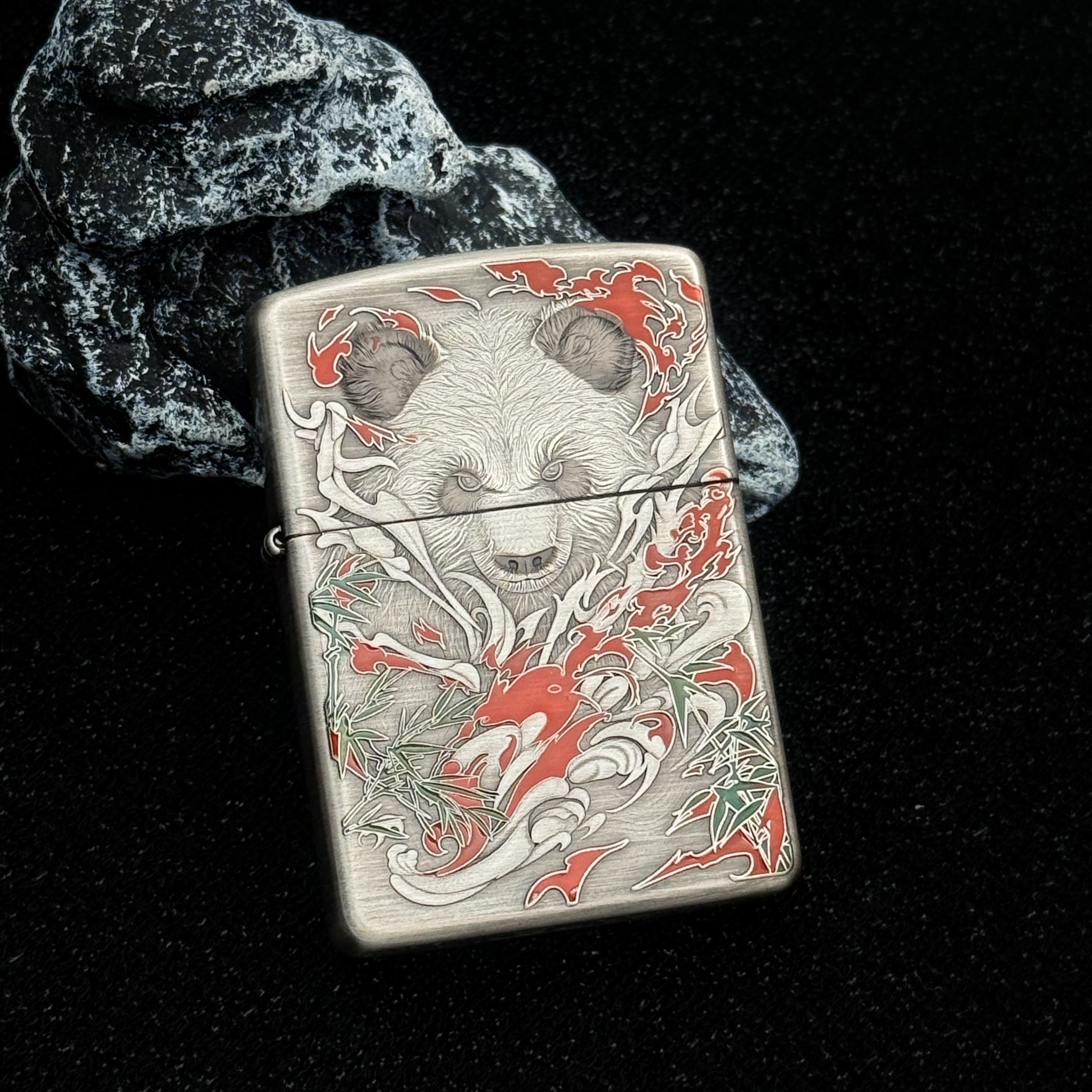 ZIPPO 打火机正品 162熏银功夫熊猫DY9910FD 0650