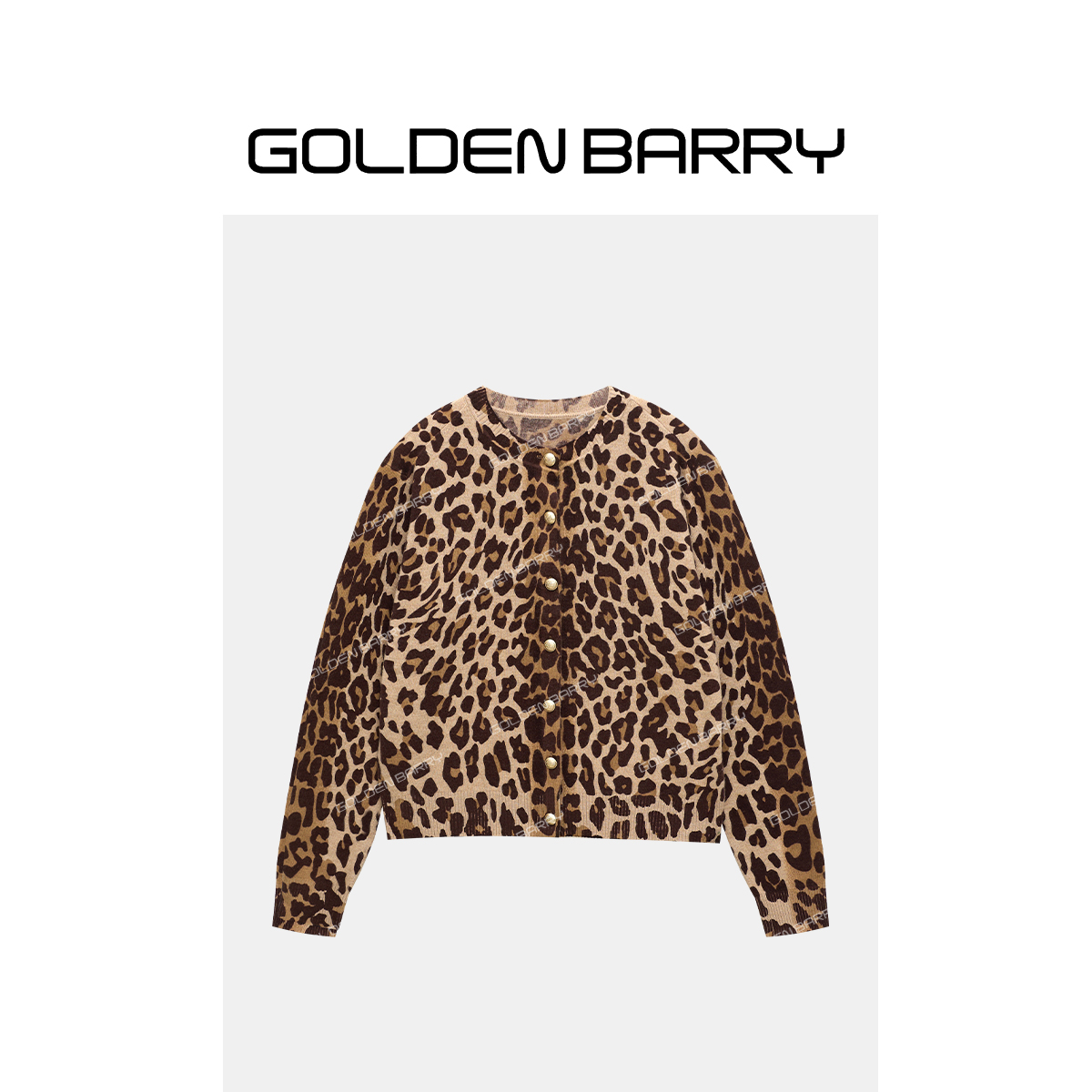GOLDENBARRY|241243复古豹纹针织开衫
