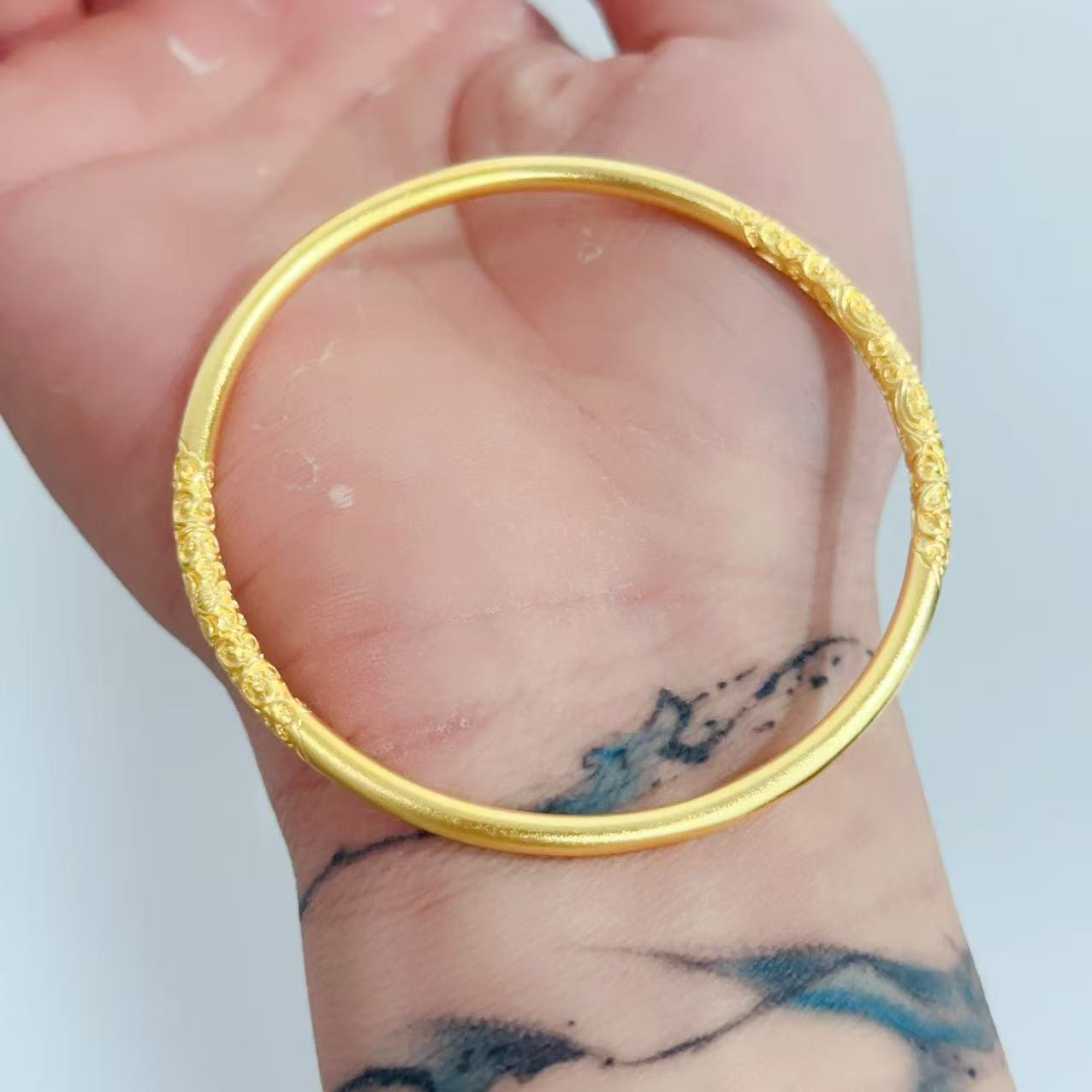 {江江好} 足金999 古法手镯系列 卷草纹手镯（多样性发一）