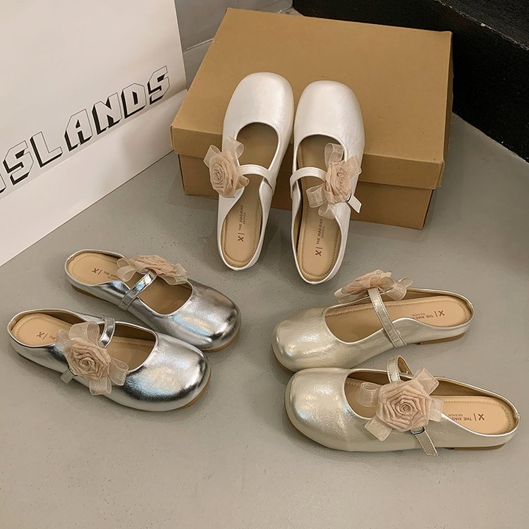 轻奢风~2023夏新款包头花朵女拖鞋