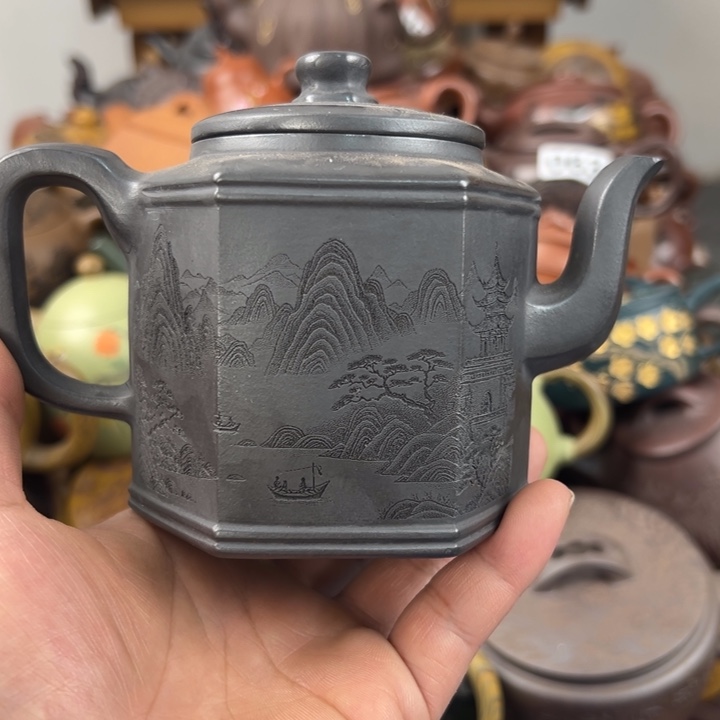 茶壶紫砂紫砂壶把裂