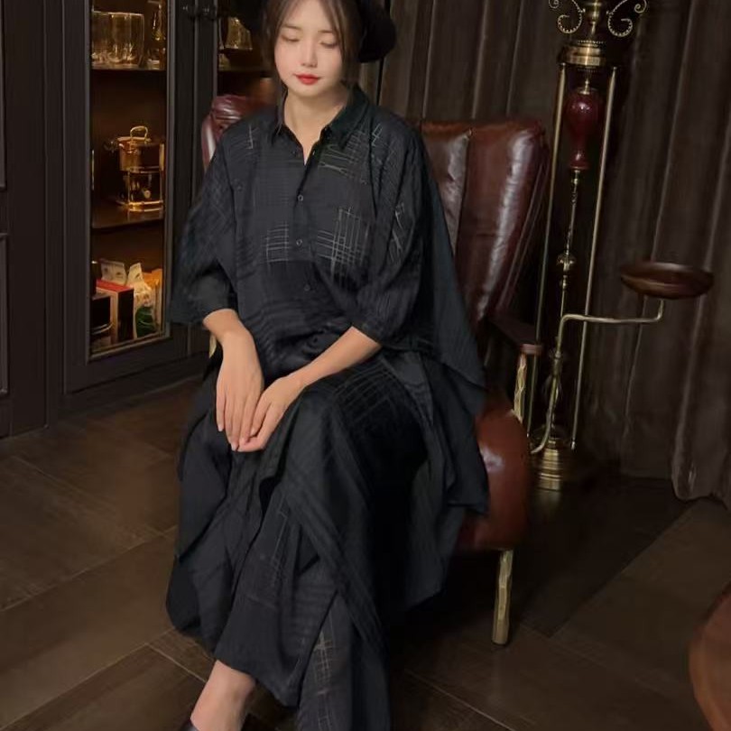 微透个性蝙蝠袖斗篷露背开叉衬衣