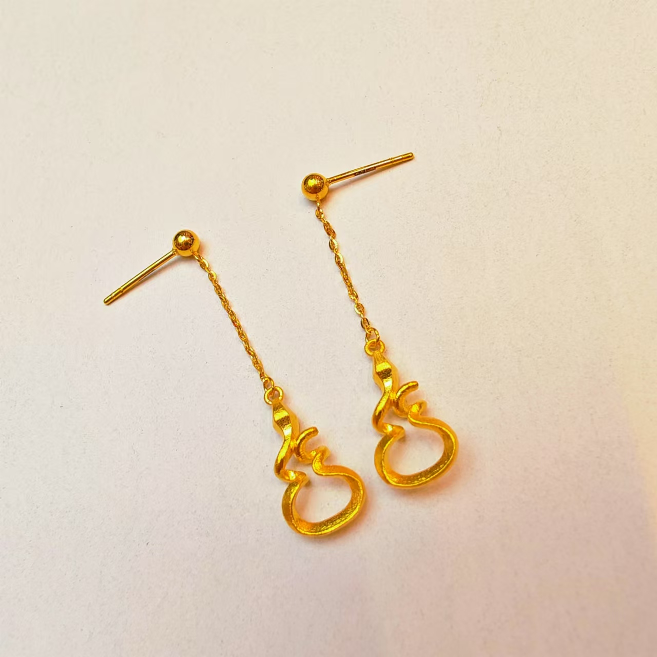 146#足金999黄金 5G硬金工艺亮面蛇耳坠