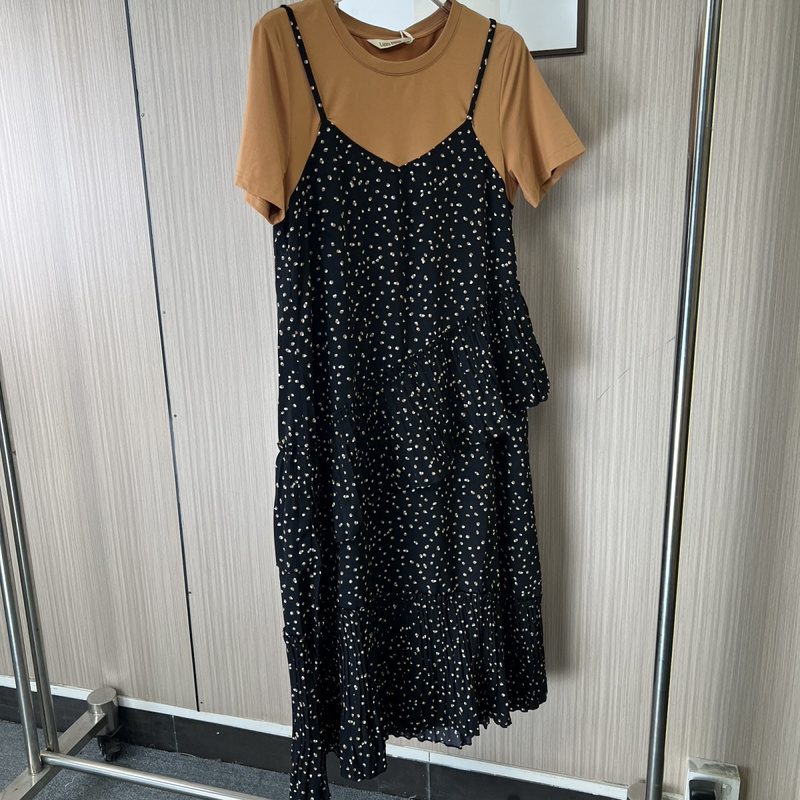 6113撤柜LD夏季设计不规则碎花吊带裙雪纺连衣裙