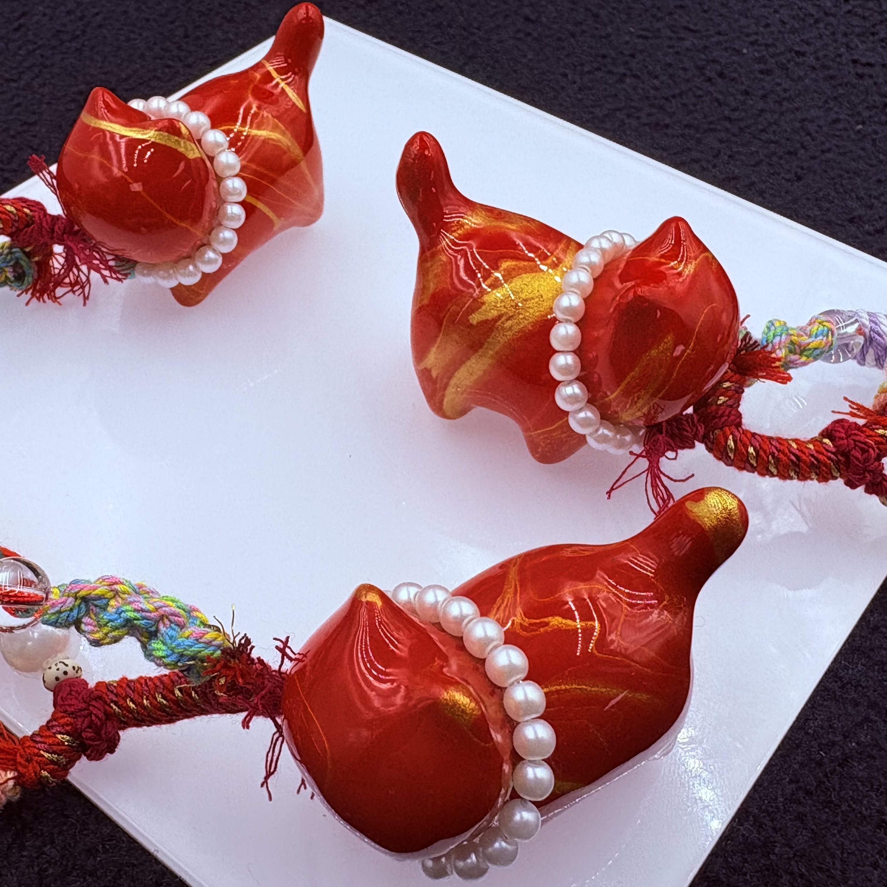 「戴琴珠宝」DQ1512-大漆红色小猫把件（多样性发其一）