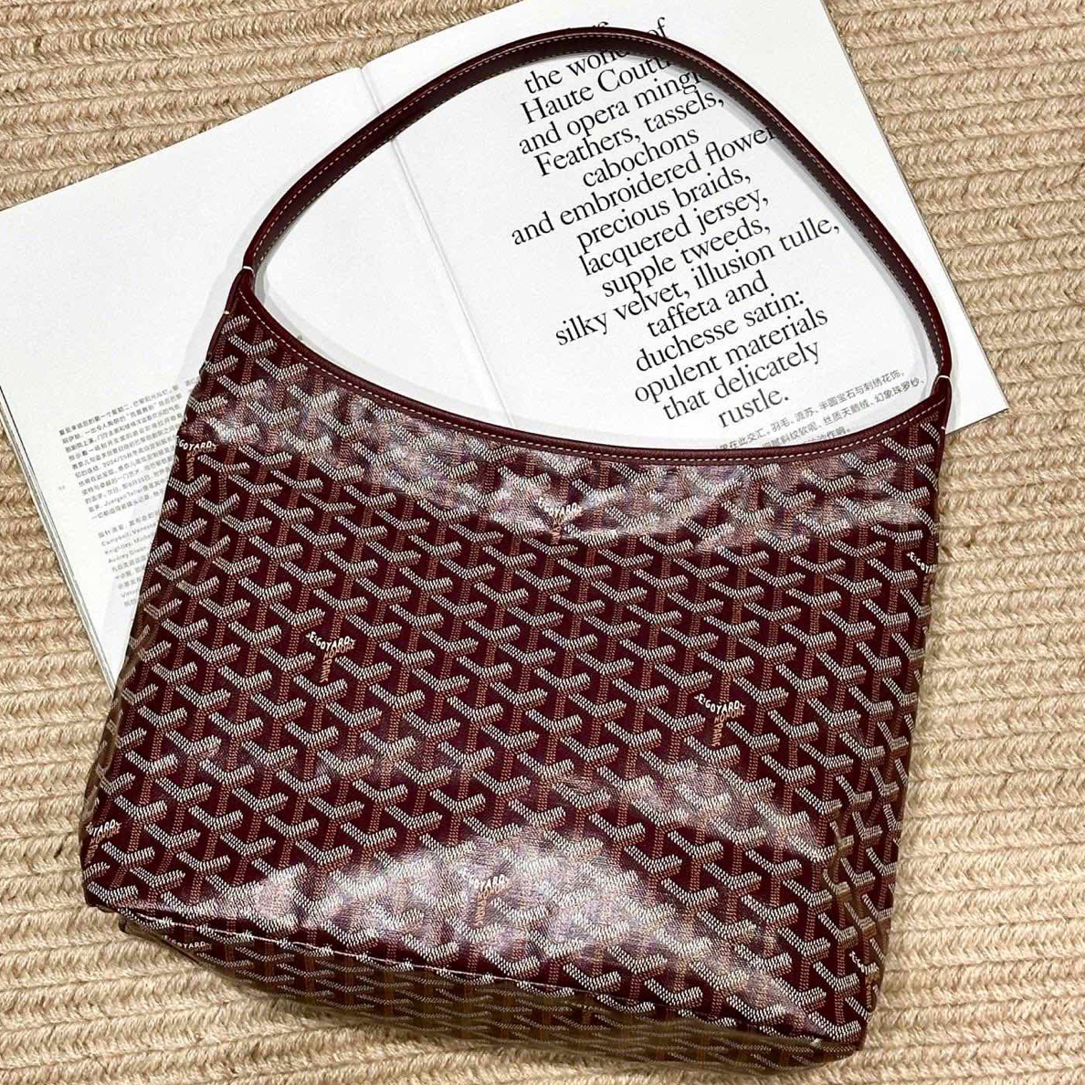 99新 Goyard 酒红色hobo单肩包