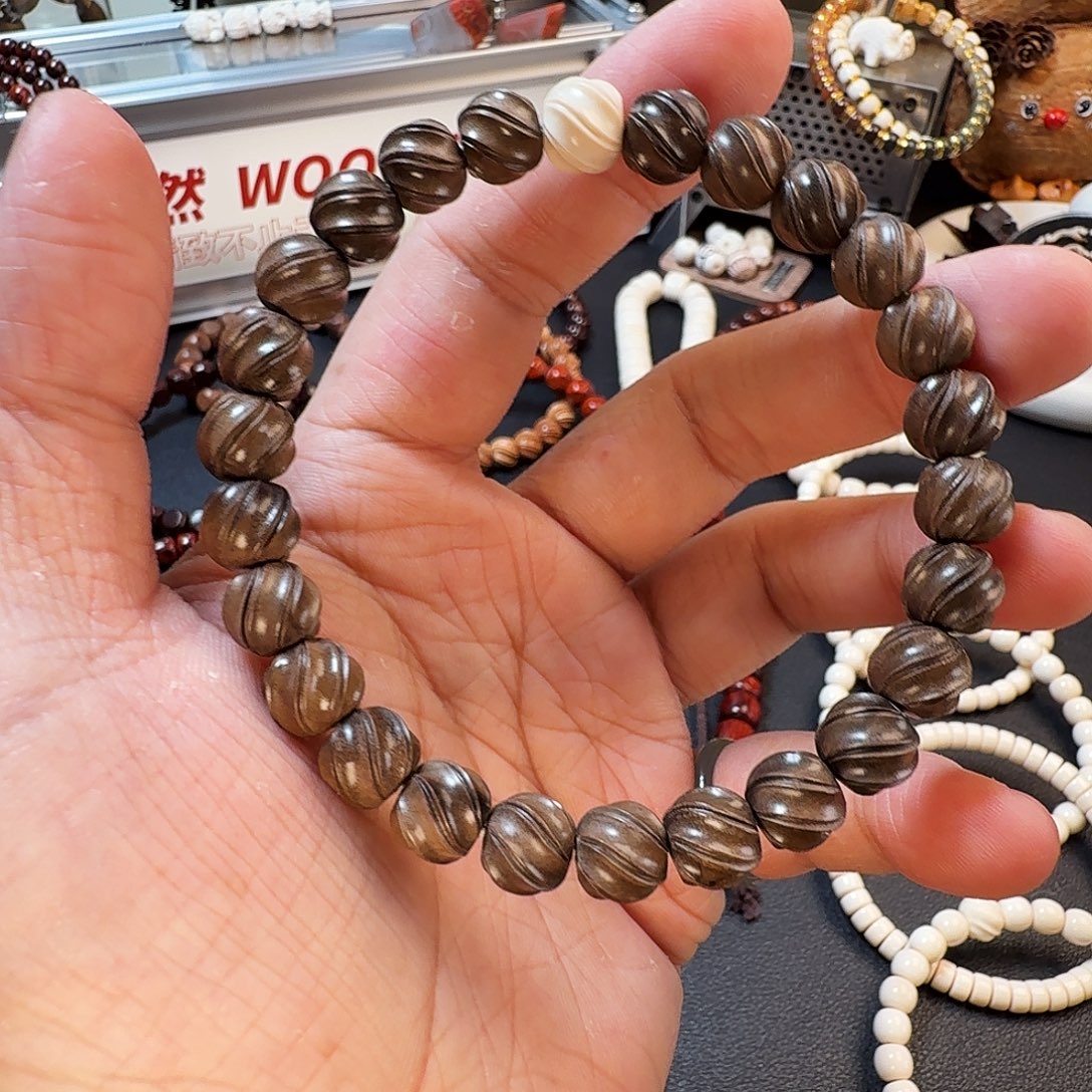 ****0檀香木手串/手链老山檀阴沉喜旋双线