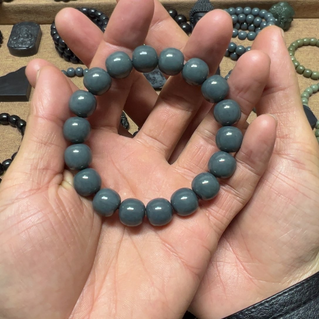 颈饰未镶嵌和田玉1且末12老型精工莫兰迪灰5A级手串