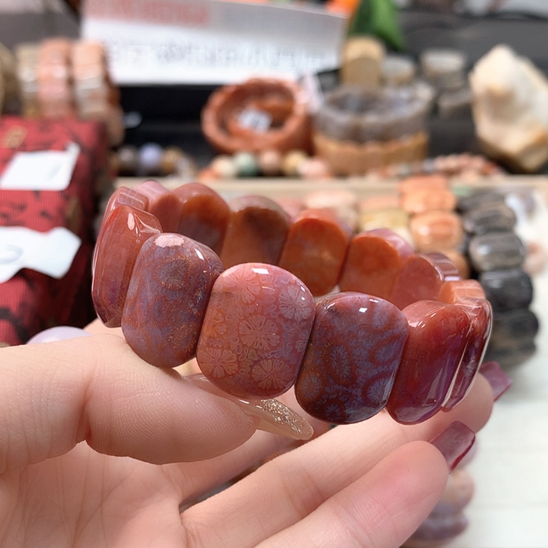 硅化珊瑚（珊瑚玉）手链未镶嵌柠**•373