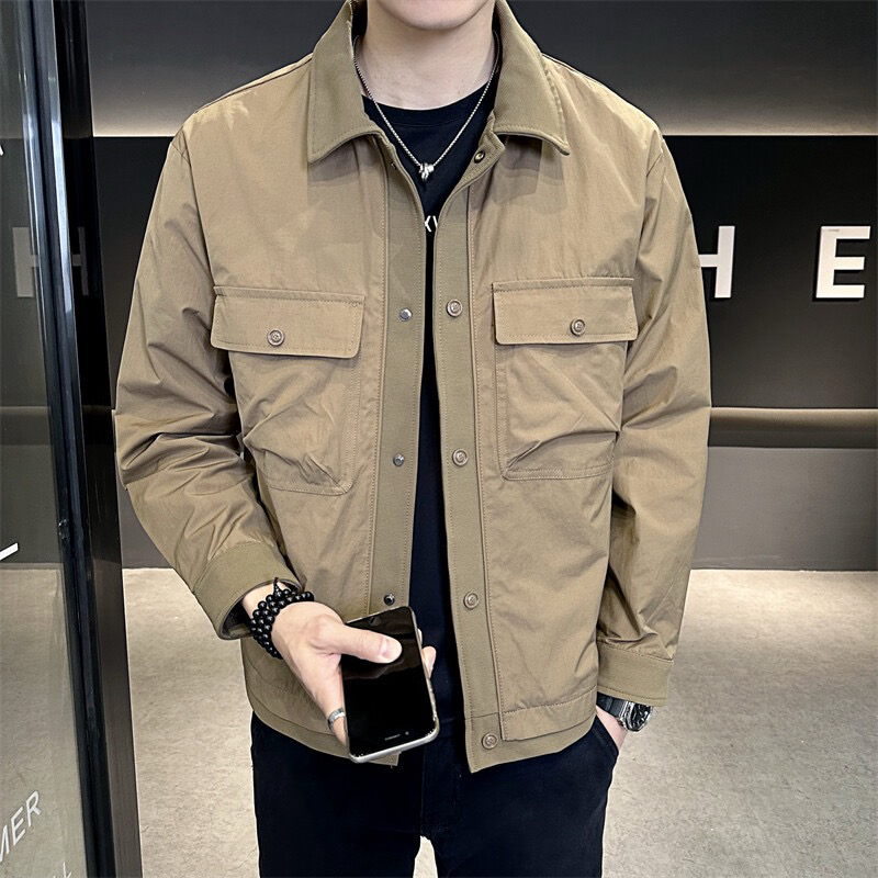 （九九）小众款秋冬新品时尚男士潮流感休闲纯色夹克外套上衣