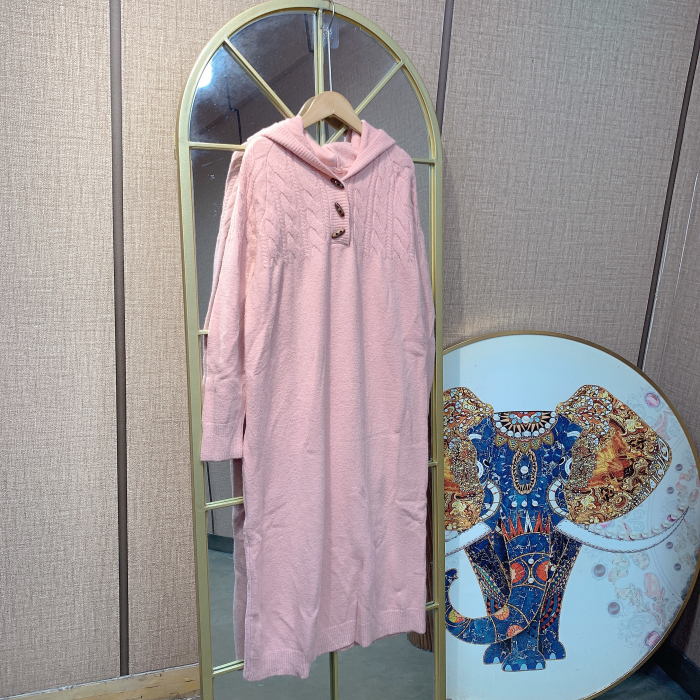 BS586孕妇粉色毛衣裙90-150