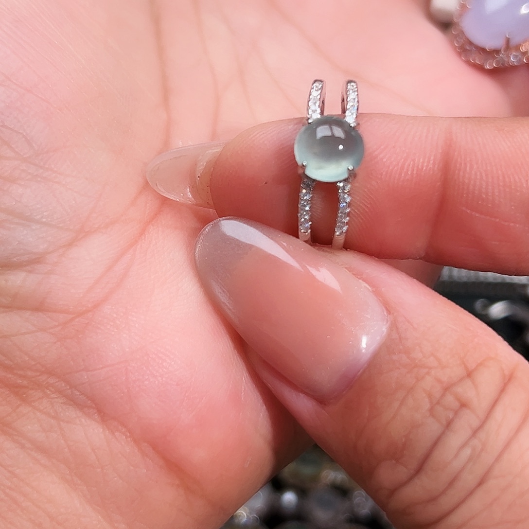 翡翠银S925镶嵌戒指缅甸天然A货翡翠戒指