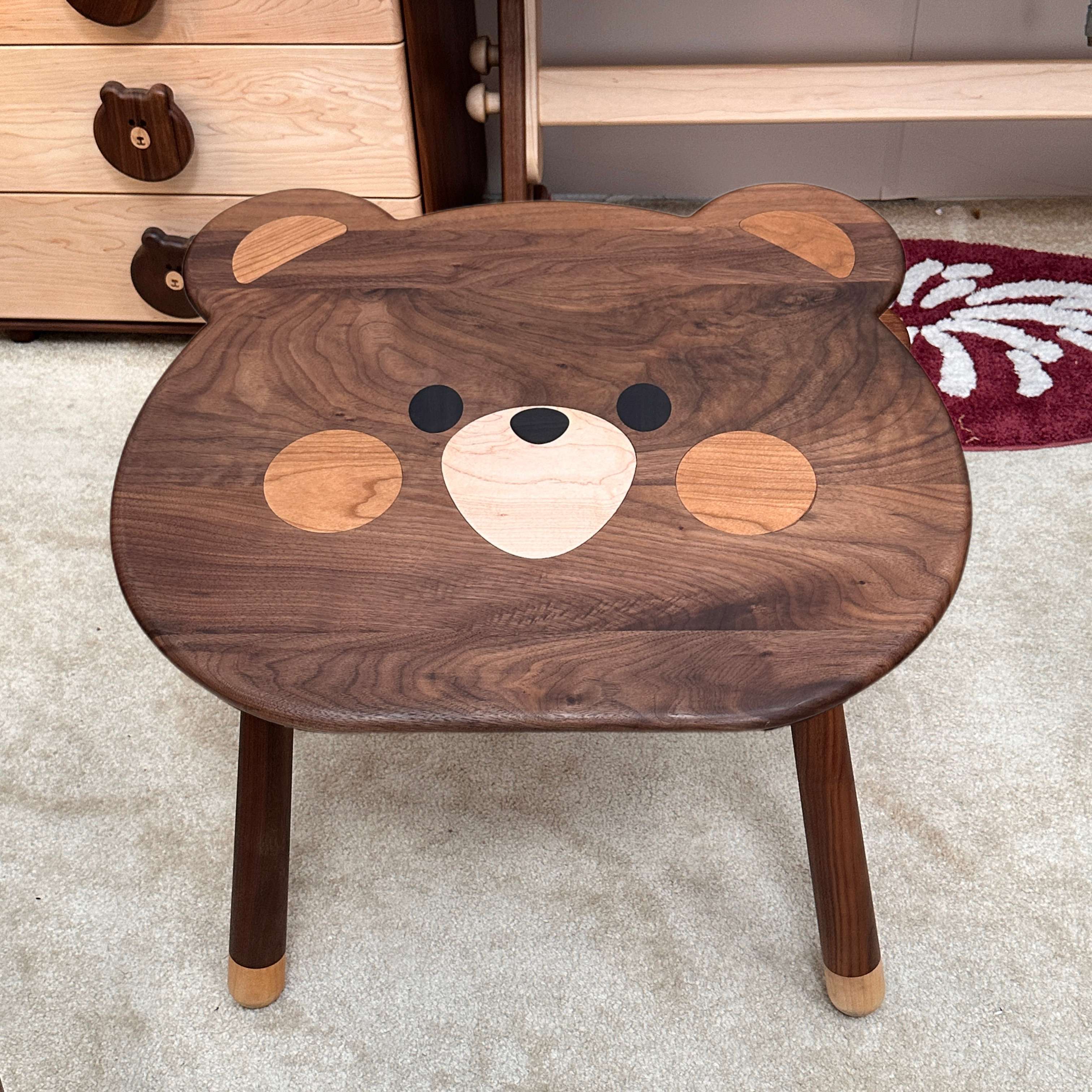 儿童学习桌小熊茶几大桌子客厅卧室原木实木创意