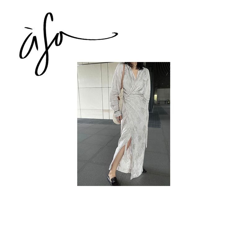 ASA-【新中式提花交叉连衣裙】