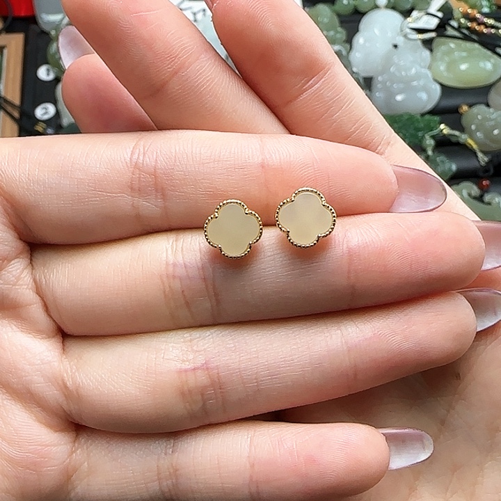 颈饰银S925镶嵌和田玉耳钉