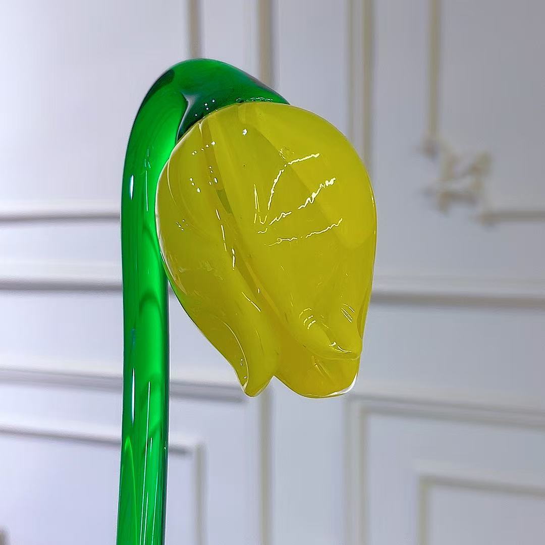 黄色花苞花花手工琉璃摆件