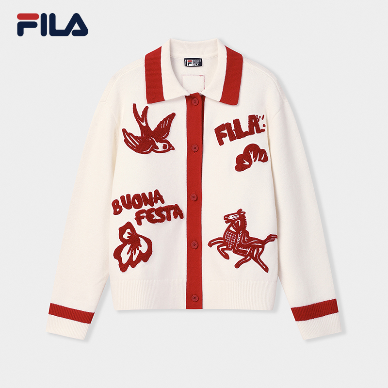 Fila/斐乐新年女编织衫运动时尚休闲复古秋季潮流百搭F11W619417F