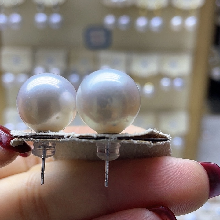 淡水珍珠耳饰银S925镶嵌