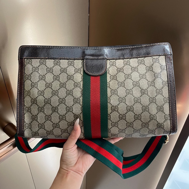 修复品GUCCI/古驰 XM/红绿经典双G老花洗漱单肩包/ZH11410046