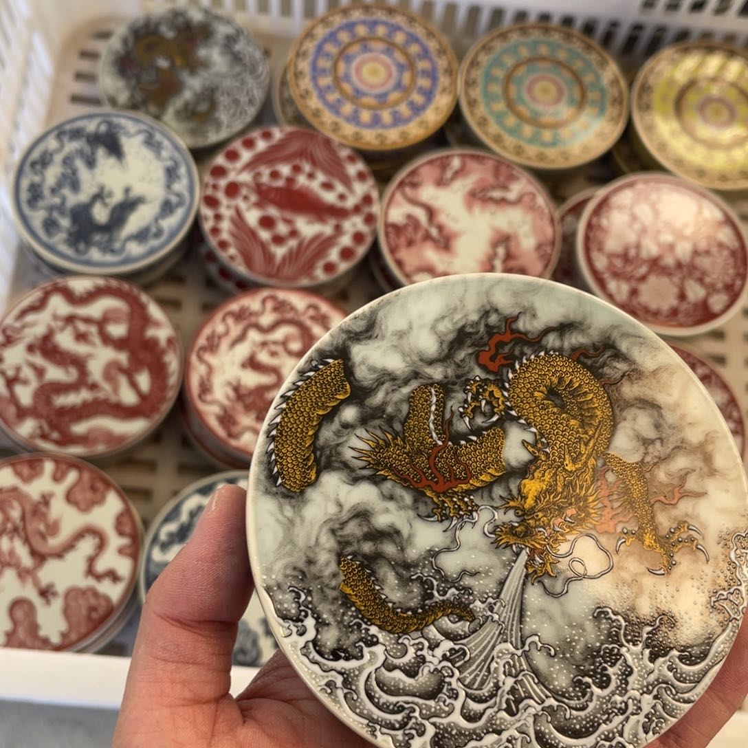 瓷片景德镇墨龙游海盖置