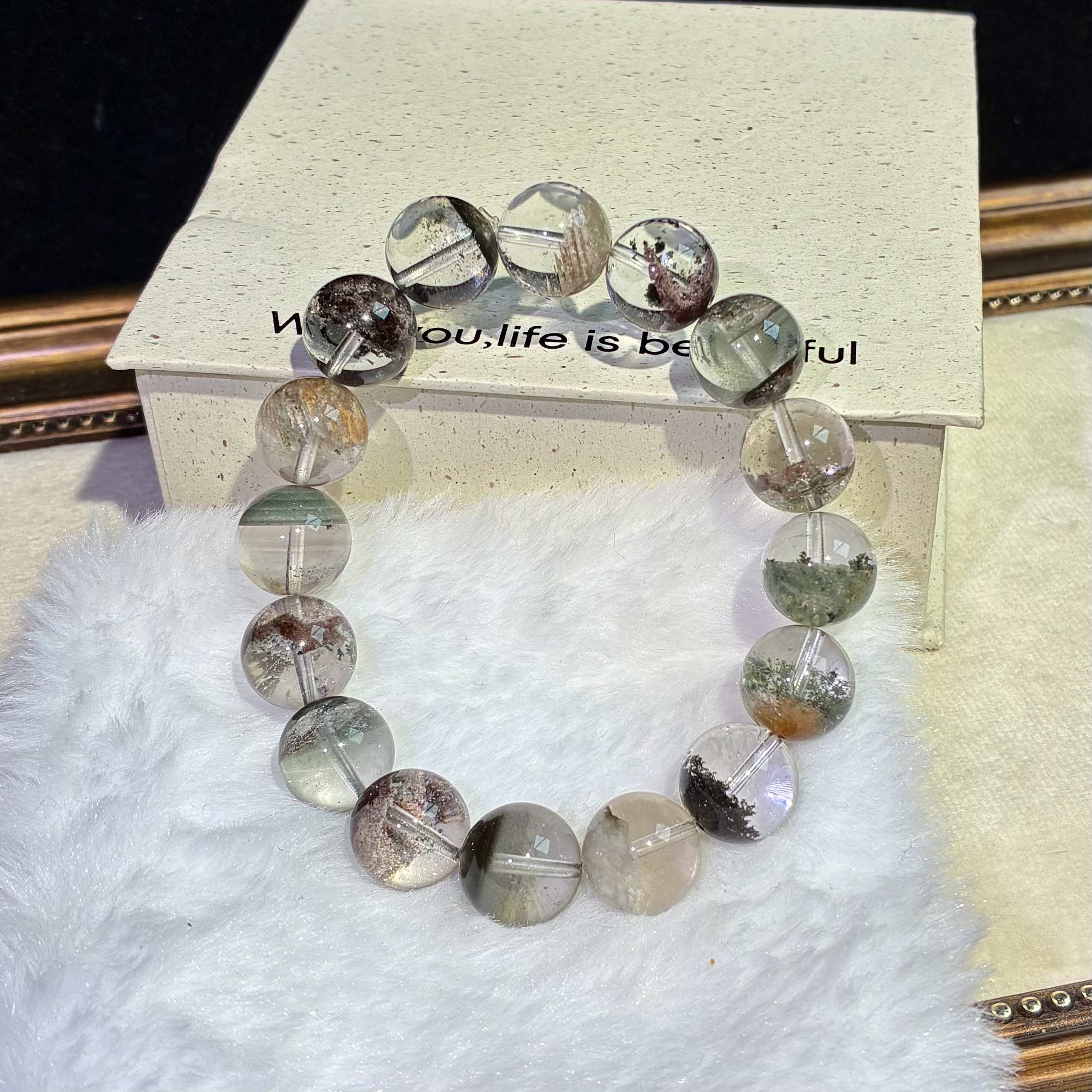 菁川*招财四季幽灵四季平安 半盆聚宝盆高透水晶手串 带证书