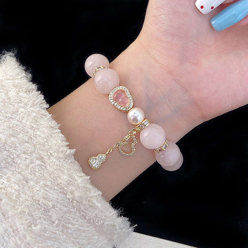 天然粉水晶施家珍珠葫芦手串【192】