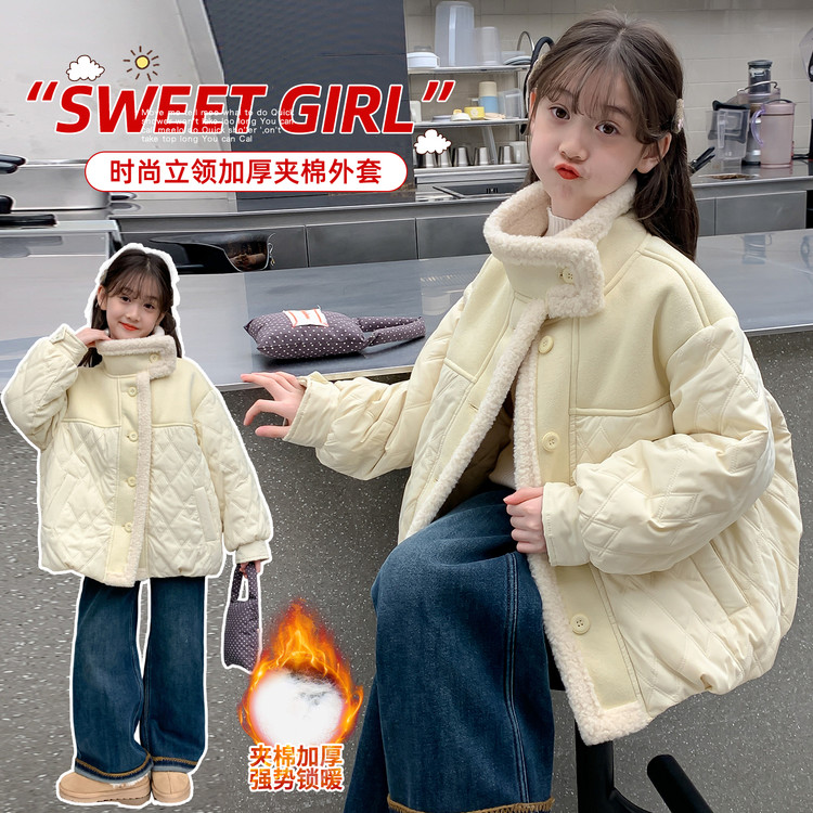 小黄鸭2025秋冬新款棉袄/棉服韩版拼色女童中大童