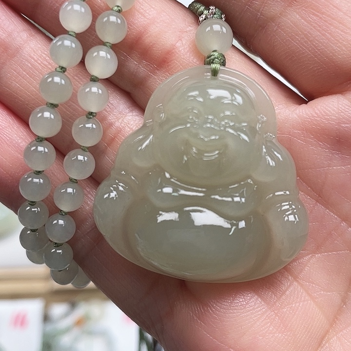 颈饰未镶嵌和田玉笑**生35佛