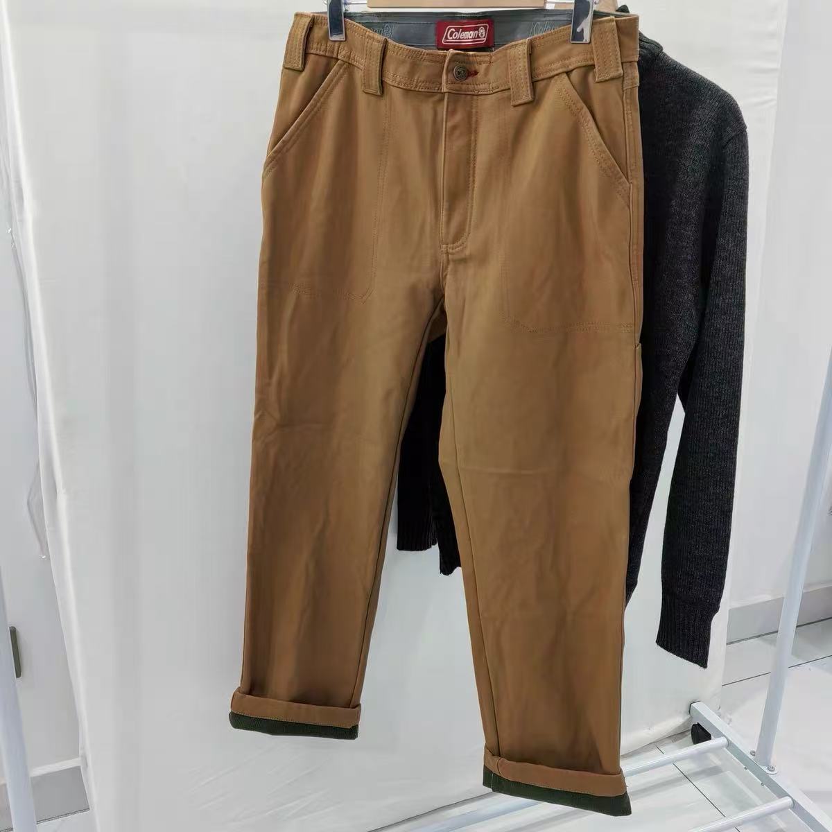 外贸单重工牛仔裤男防风保暖耐磨加绒多口袋工装裤户外休闲裤