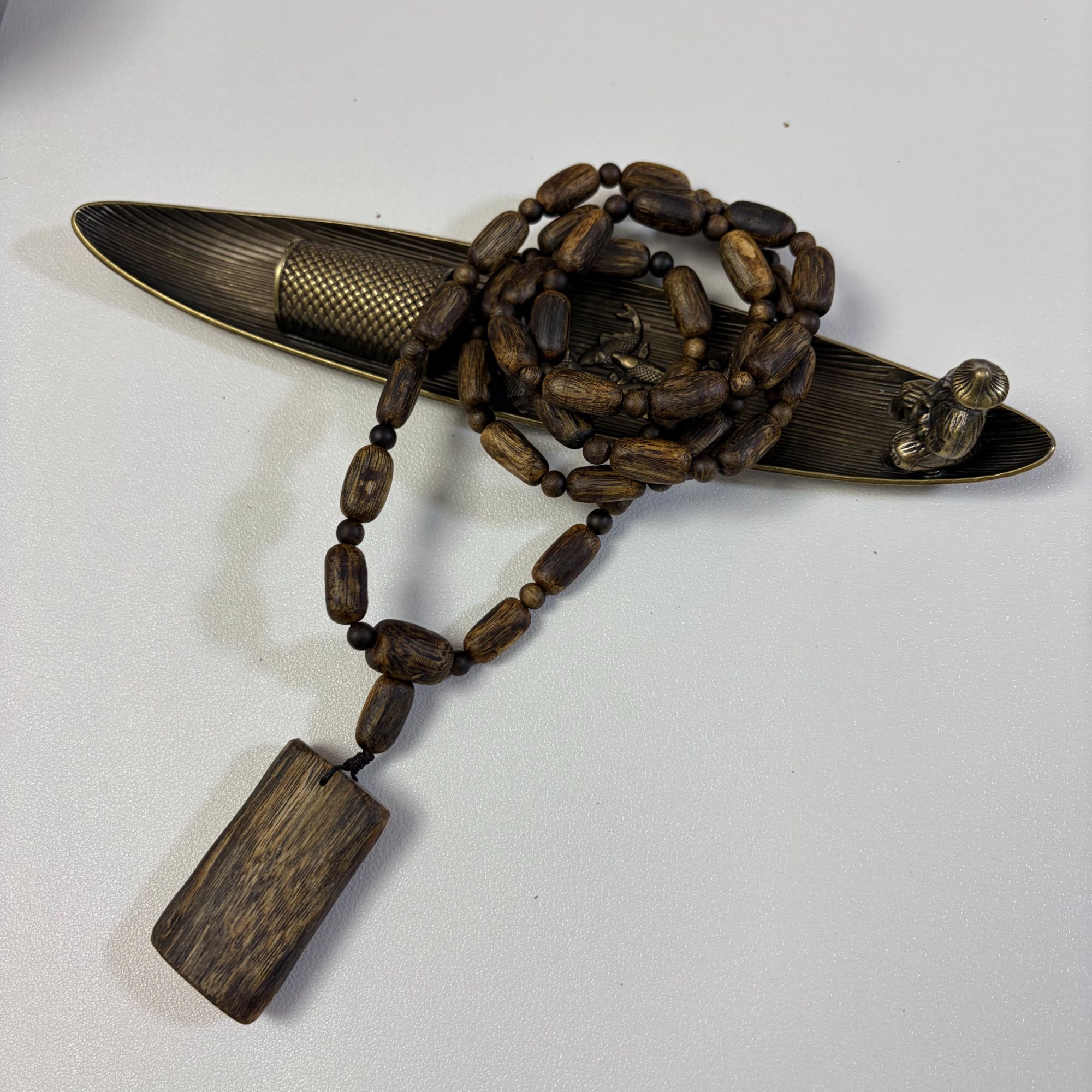 沉香海南奇楠沉香树心油无事牌吊坠42克+多样性发一