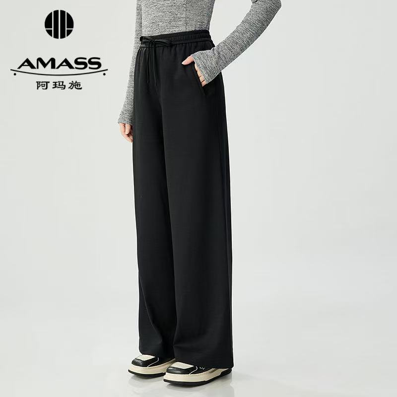 AMASS/阿玛施秋冬垂感直筒裤巴恩风冬季百搭松紧腰休闲裤5100552