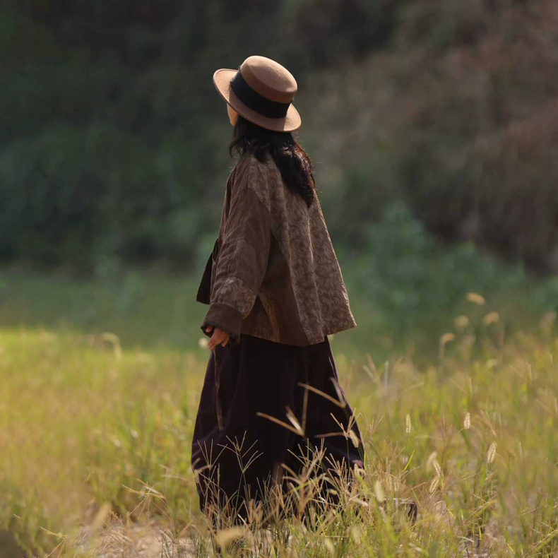 古兰木上衣直下摆对襟宽袖开衫短款民族风立领常规款短外套