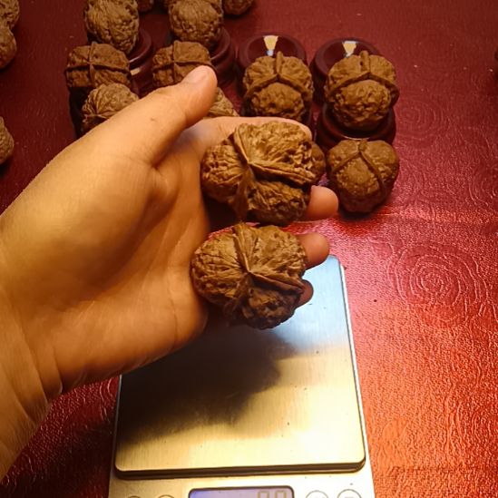 紫***升把件文玩核桃粗筋三棱核桃