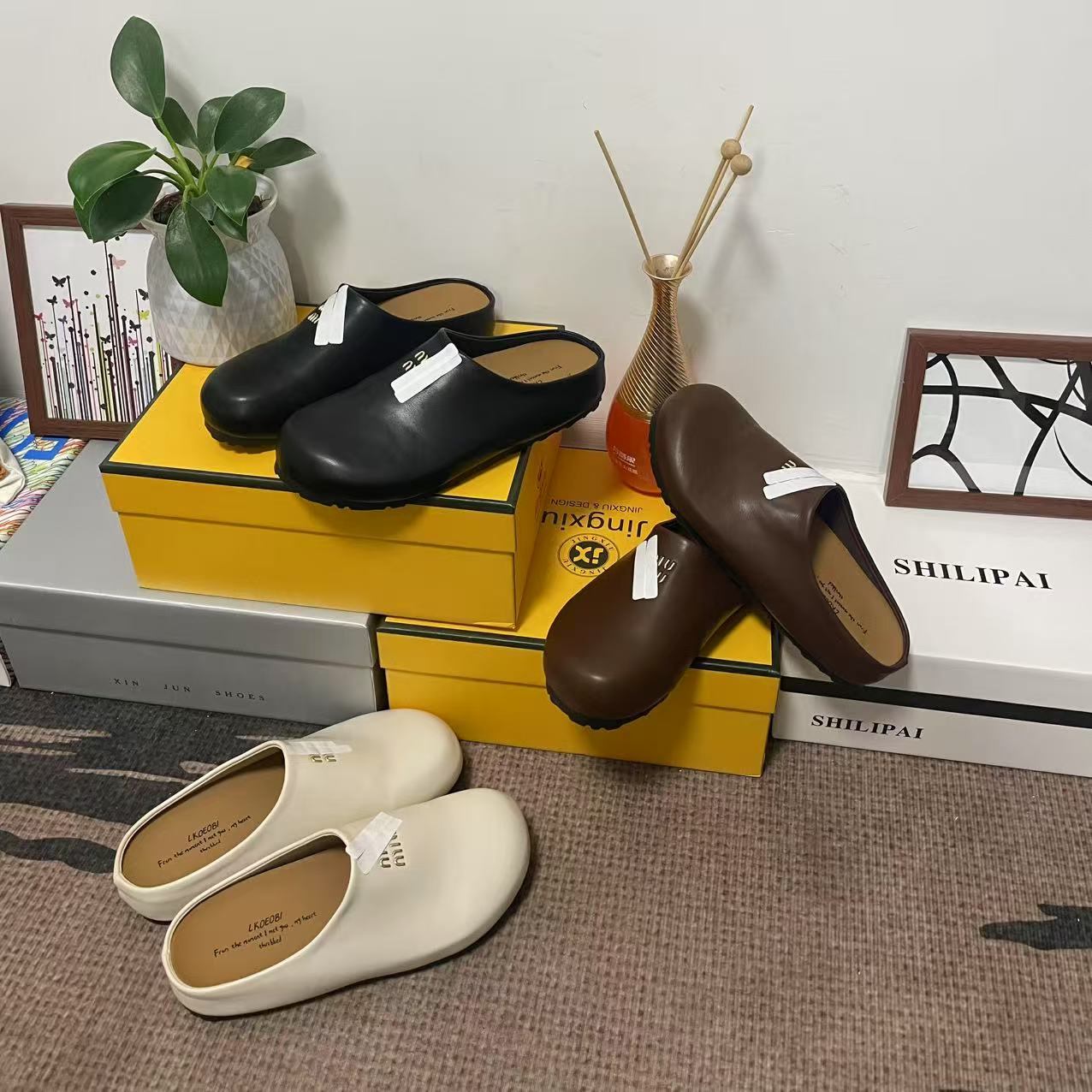 包头半拖鞋女夏外穿配裙子2025新款软底软皮勃肯鞋