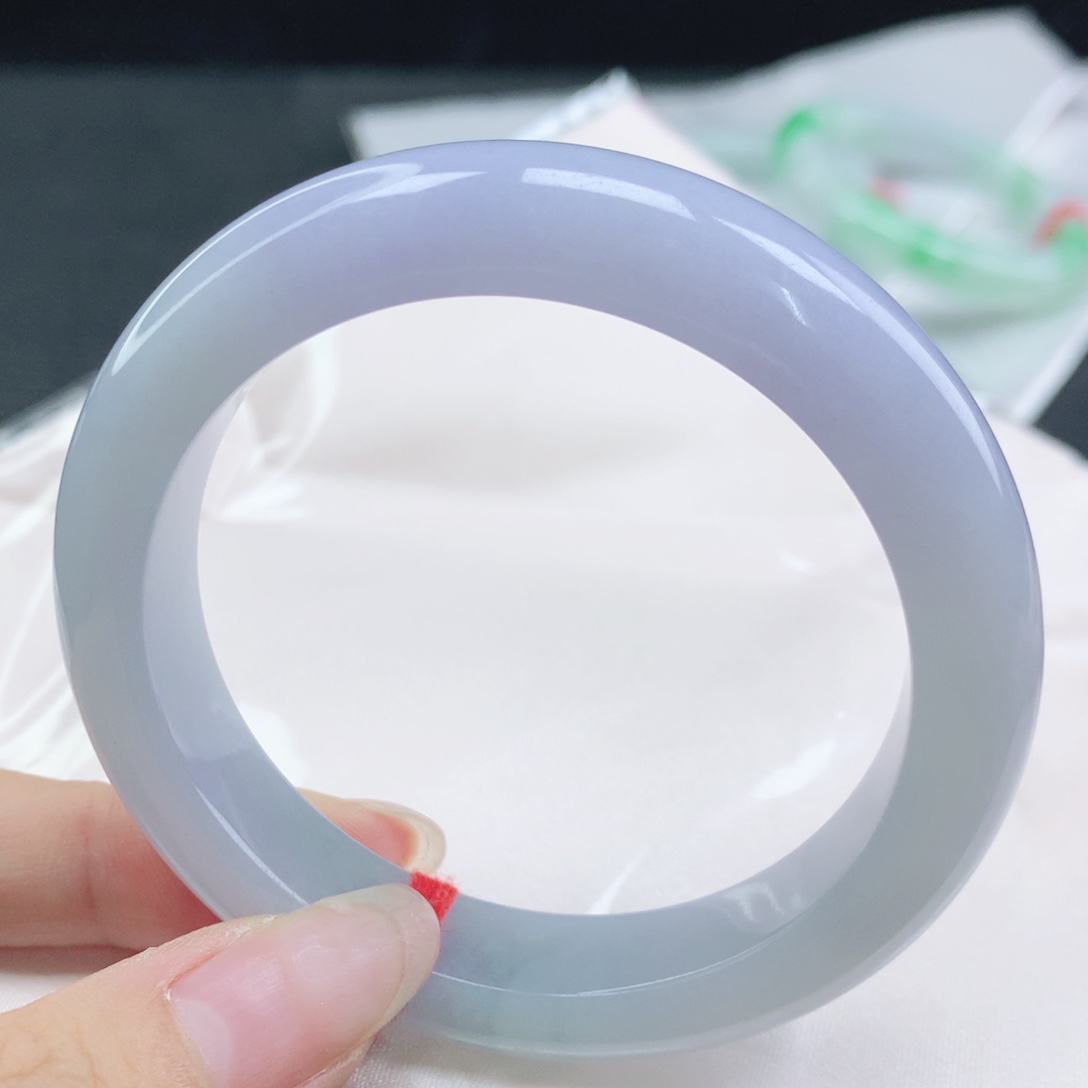 翡翠未镶嵌手镯缅甸55.8冰胶润紫翡紫正圈