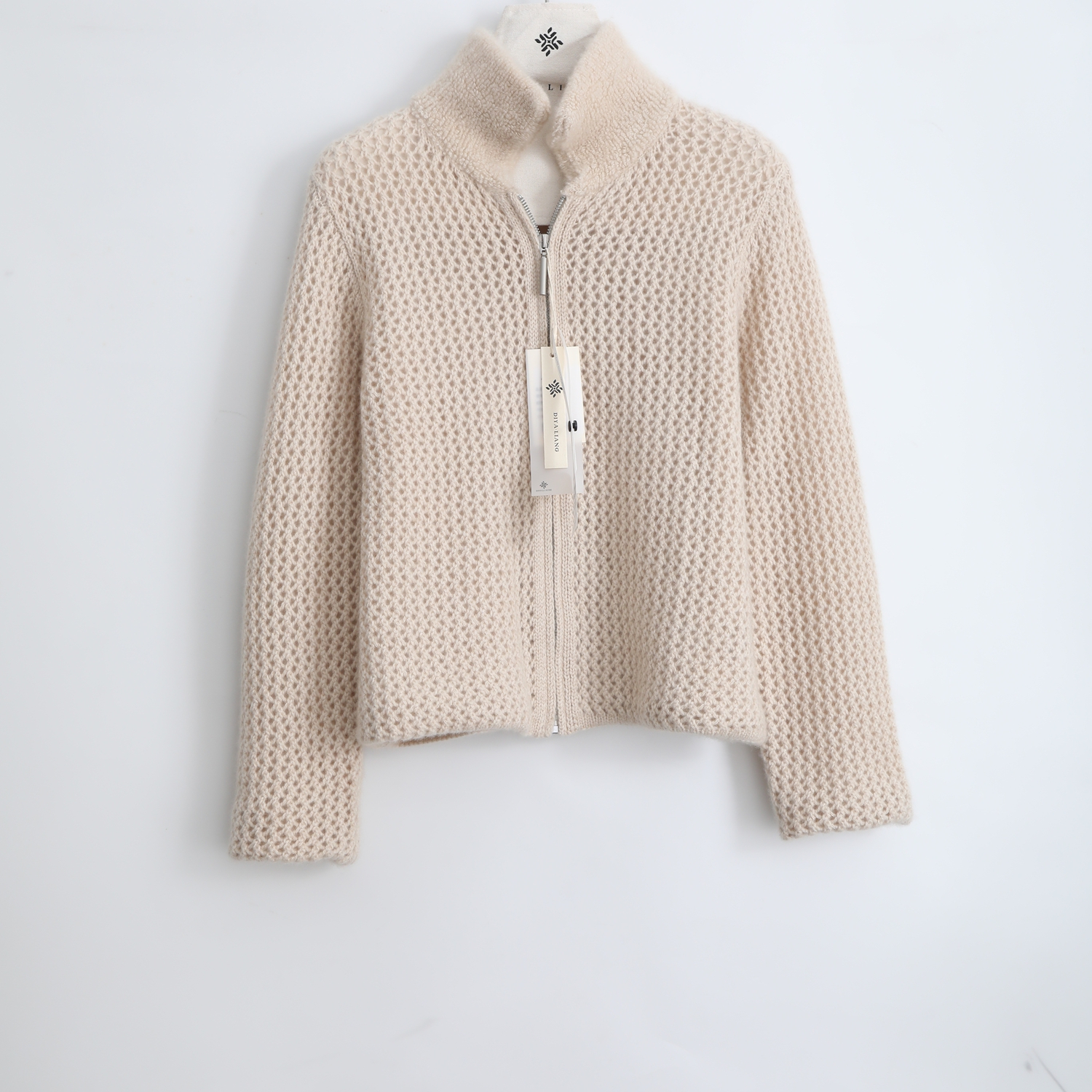 欧码通用棕色系半高领女复古港风外套