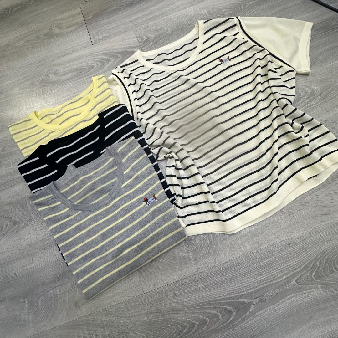 定制不支持7天无理由横条纹假两件针织上衣9815